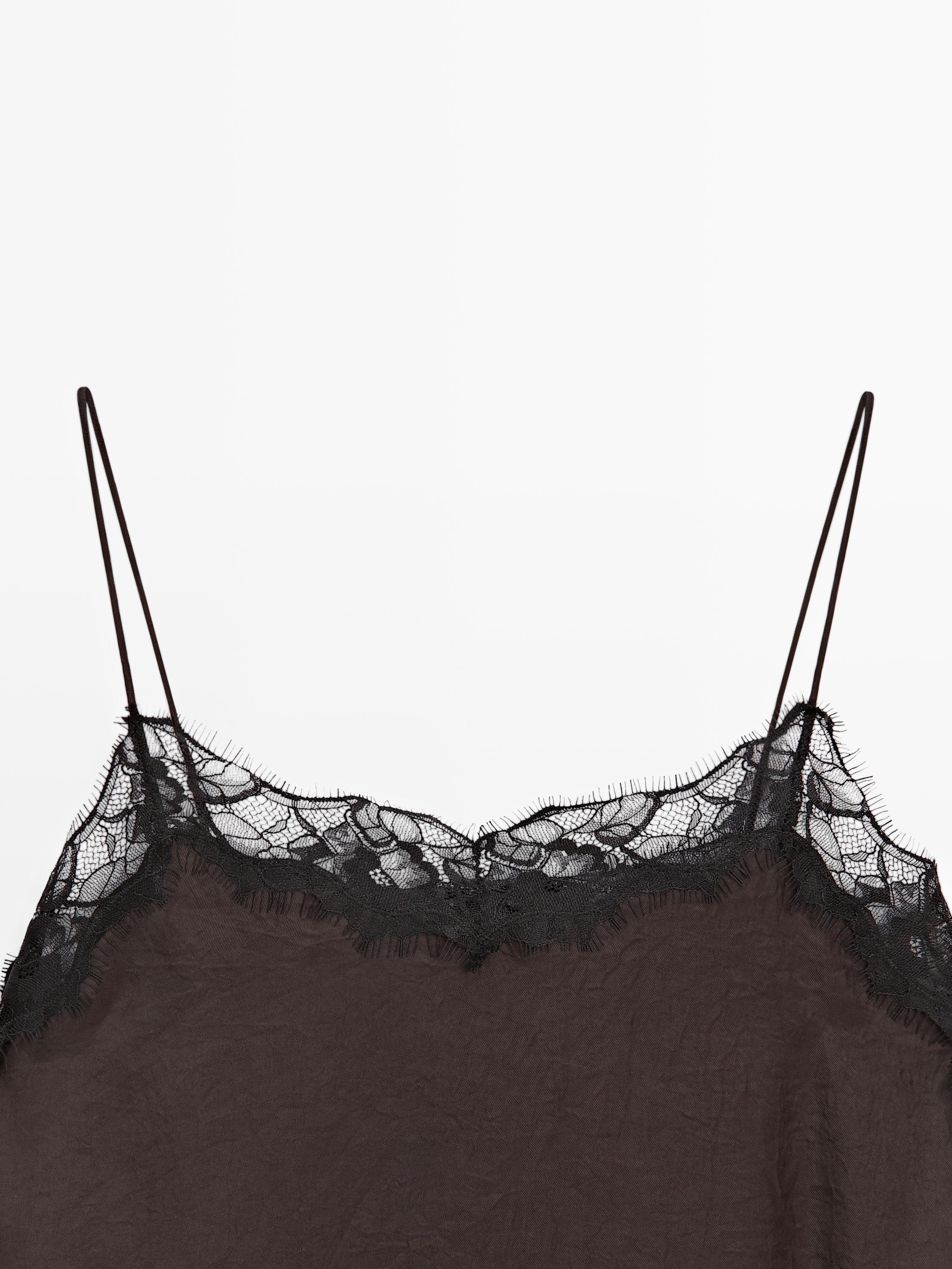 Camisole top with contrast lace detail